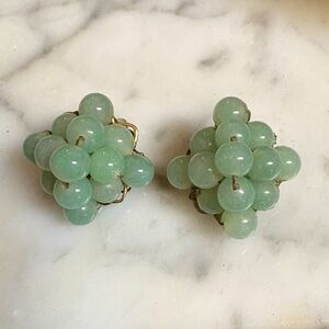Vintage Green Cluster Earrings